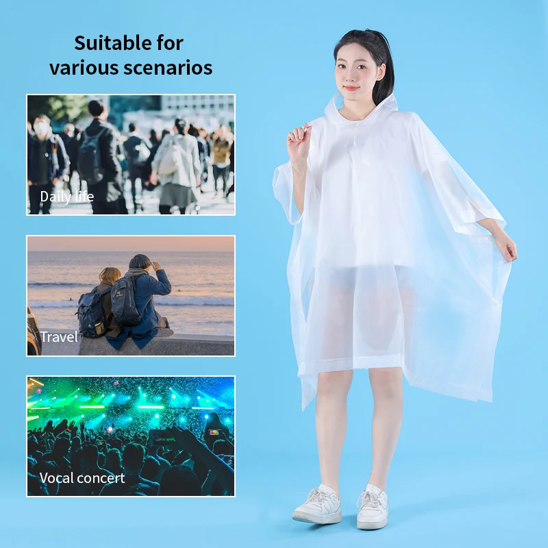 Custom logo Adult Square raincoat 100% waterproof reusable biodegradable eva rain poncho