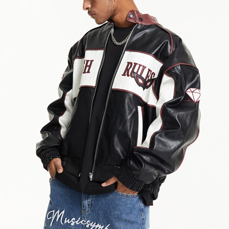 OEM/ODM High Quality Motorcycle HIp Hop Embroidery Pakistan Leather Jackets For Men