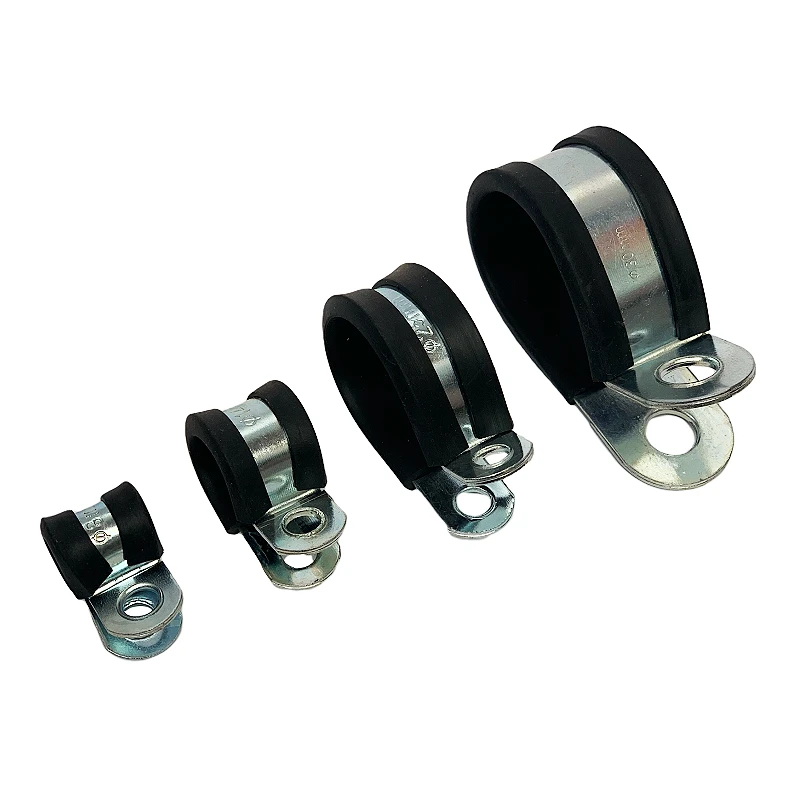Iron Galvanized P Clip EPDM Rubber Electrical Cable Pipe Clamp with Rubber Cushioned Insulated Clamp