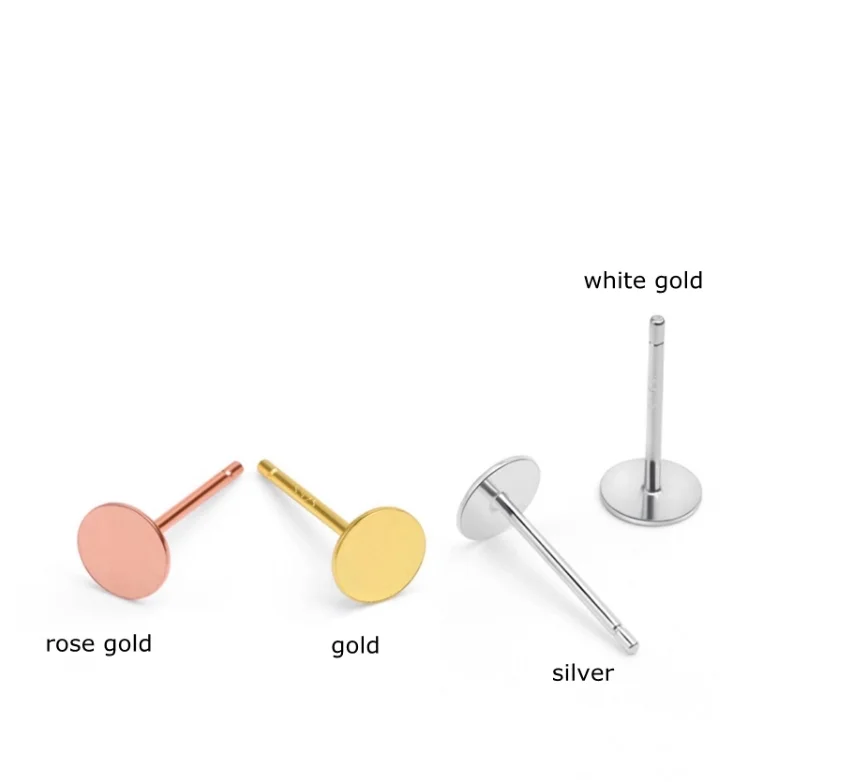 3 4 5 6 8 mm Stainless Steel Cabochon Setting Cameo Earring Stud Base For DIY Jewelry Making