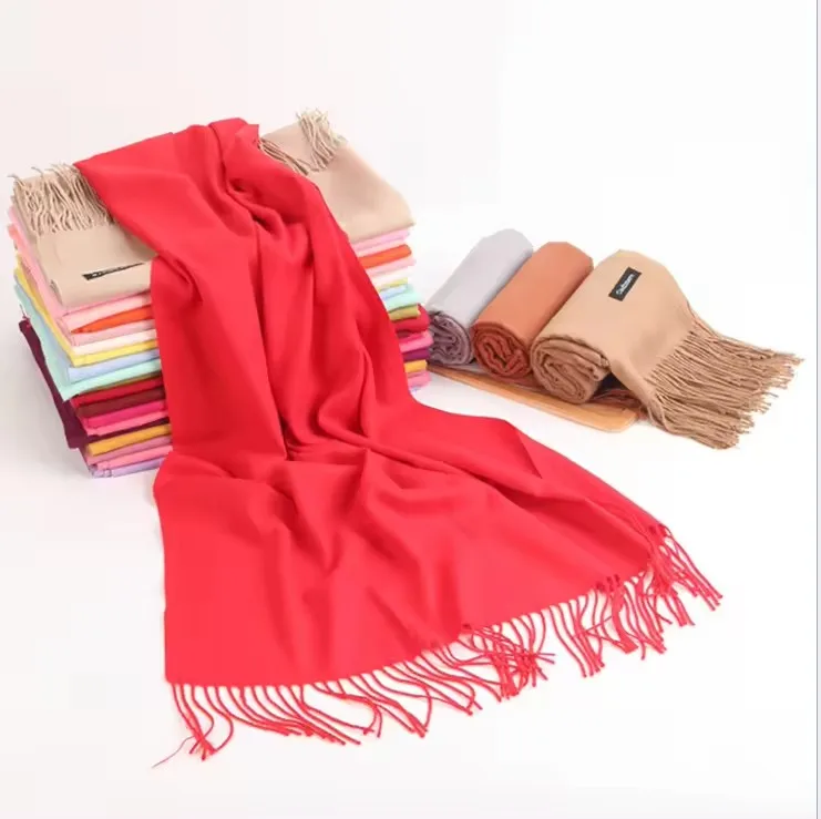 new tassel scarf women warm candy solid color turkish cashmere pashmina shawl scarf