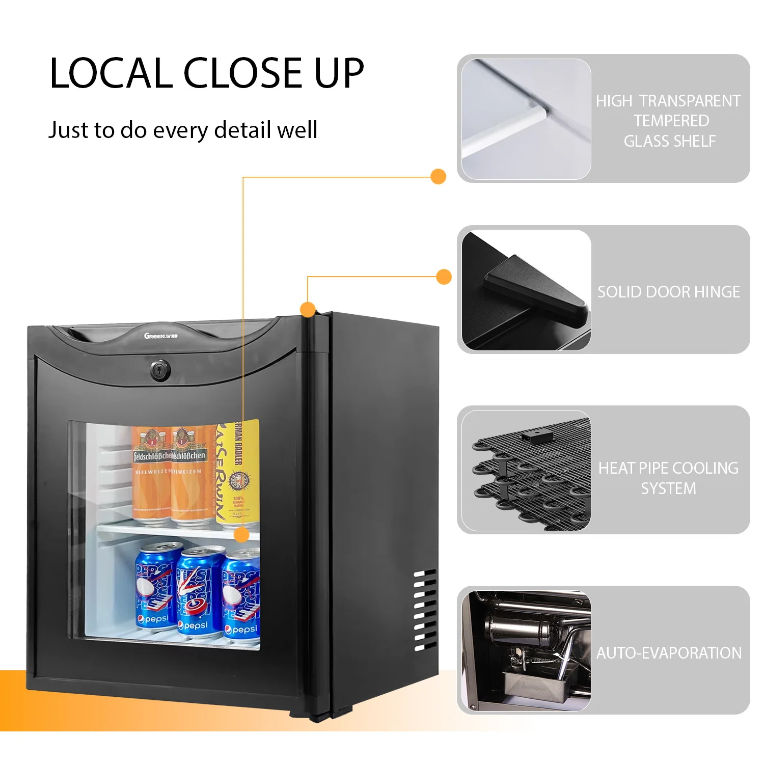 Black Mini Refrigerator Transparent Glass Door Commercial Compact Cosmetics Counter 25L Customized Car Mini Refrigerator