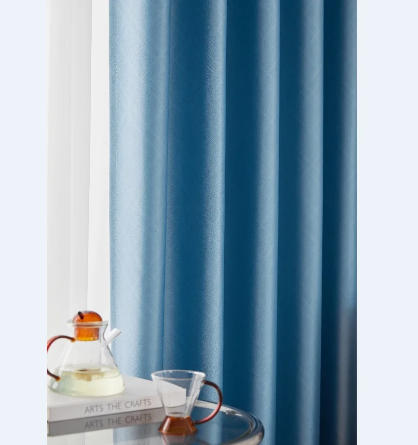 Cheap High Quality Super Triple Weaving Artwork Embossing Plain Blackout Curtain Fabric