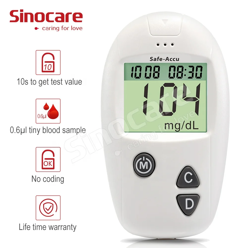 Sinocare легкий быстрый тест комплект измерителя глюкозы в крови с 50 тест-полосок автоматический код беспроводной прибор для контроля уровня сахара дешевой
