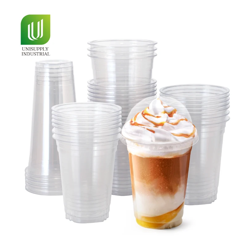 Factory Clear Plastic Cup Sparking Drinking Cup Cold Drink Cup with Flat Dome Lids