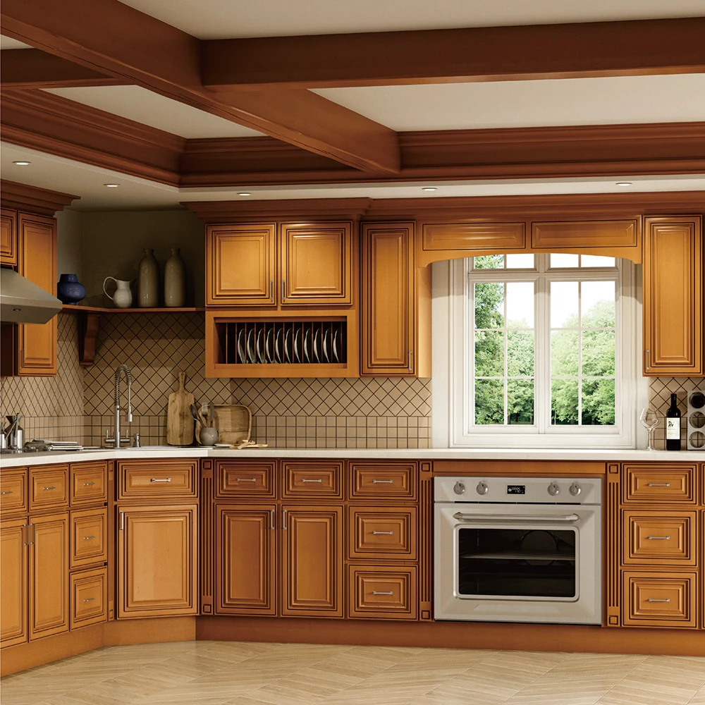 Customized American Style Solid Wood Kitchen Cabinet for Kitchen Furniture
