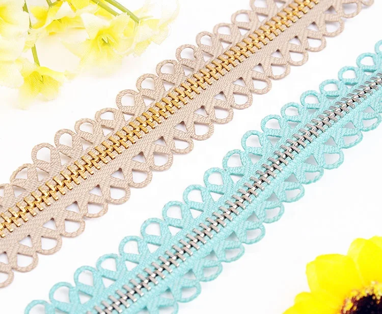 Lace tape metal Zipper