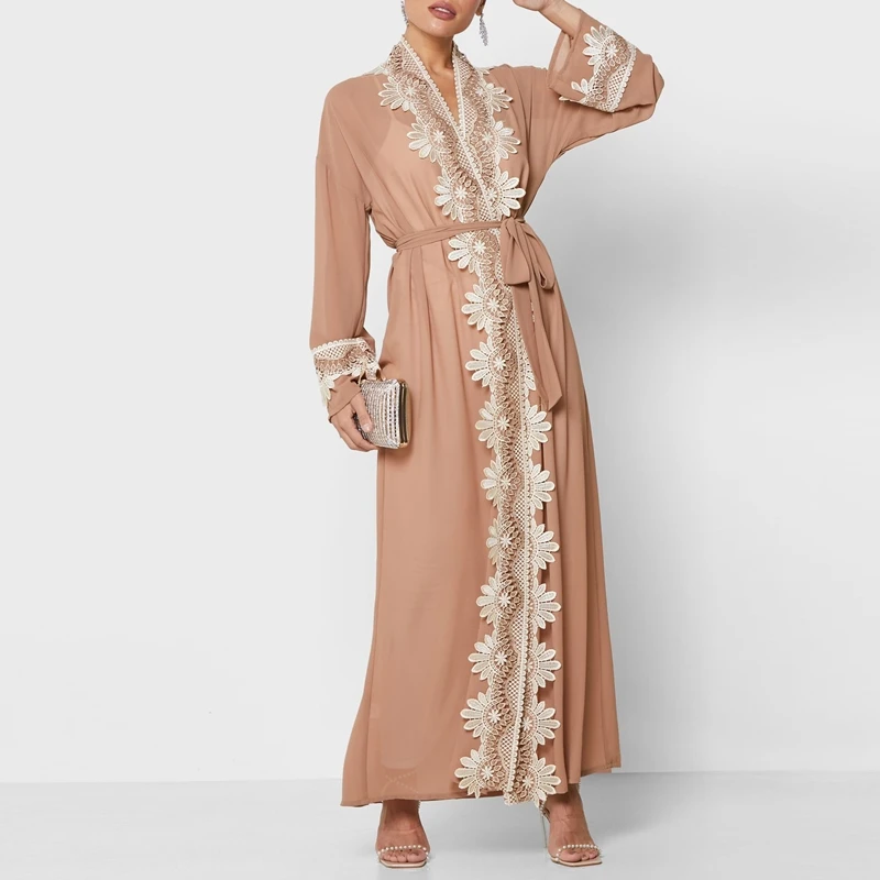 OEM custom design high quality ladies open abaya dubai pink fashion turkish robe embroidery abaya women muslim dress