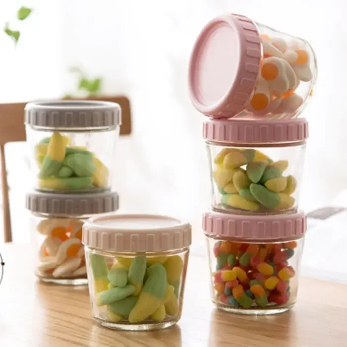 4oz wide mouth mason jar glass food for jam jelly 120ml clear food storage container glass with colorful plastic lid