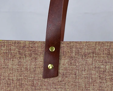 Reusable Laminated Rpet Woven Tote Bag Recycled rPET Non Woven Shopping Bags Custom Logo Grocery Beach Bag With Leather Handles