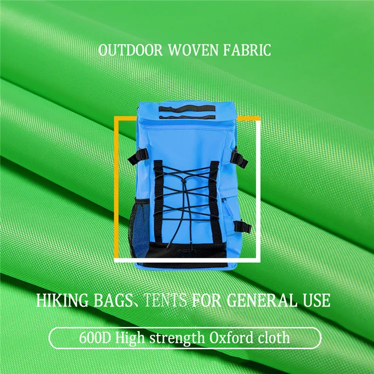 Water Resistant 600d High Strength Oxford Cloth Medium Weight Green Color Fabric For Hiking Bags