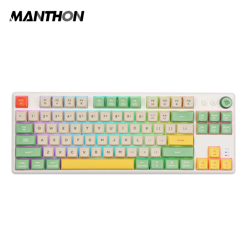 CIDOO ABM084 TKL Hot Swappable Dual Modes of Aluminum Knob Control 24Ghz BT 5.0 Wired RGB Backlit Mechanical Gaming Keyboard