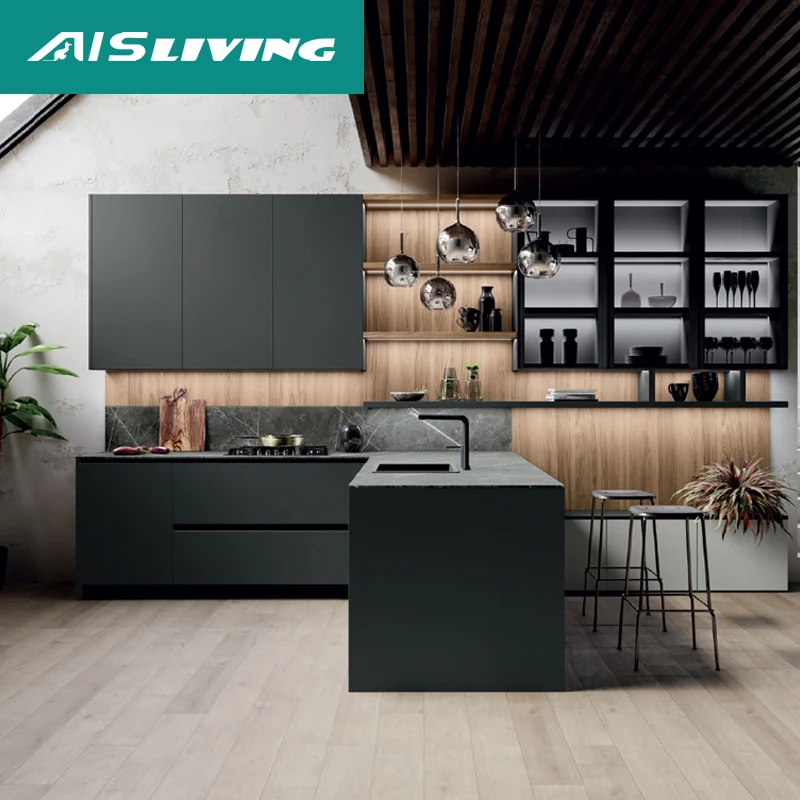 Mauritius Composite Menards Traditional Kitchen Cupboards Cabinet Shaker Glossy Black Kitchen Cabinets Direct From China