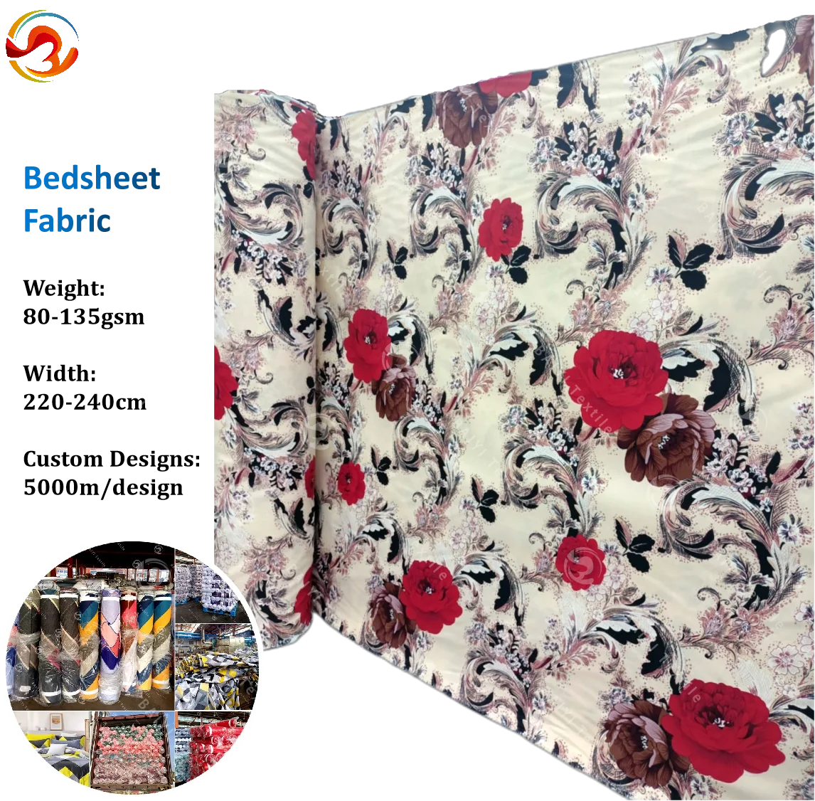 Factory Direct 100% Polyester Microfiber Woven Bed Sheet Fabric Breathable Customizable Home Textile Fabric