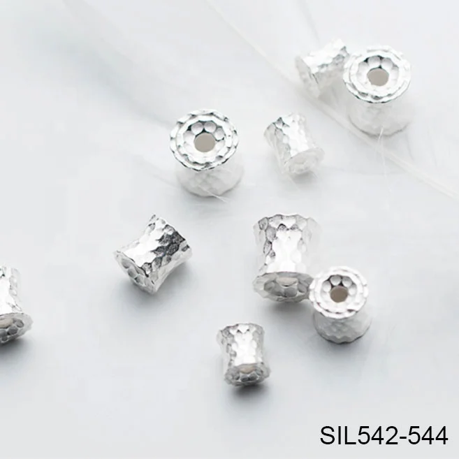 S925 Sterling Silver Hill Tribe Silver Faceted Drum Shape Bead SIL542 543 544