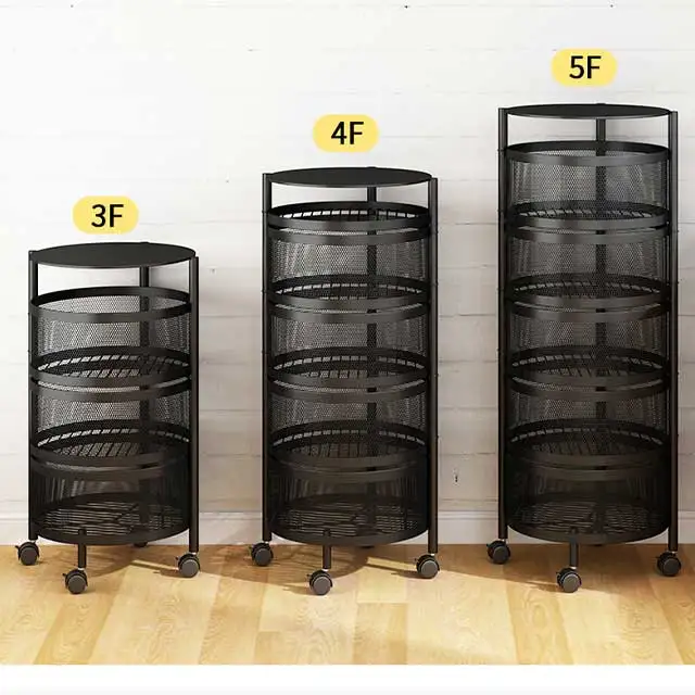 XingYou best seller kitchen rotating storage shelves rack vegetable organizer metal storage rack trolley