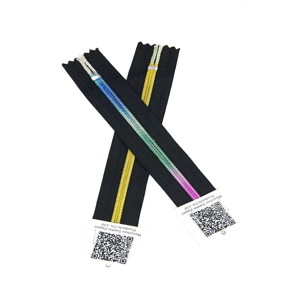 long chain zipper  sliders  gold teeth  puller invisible zip