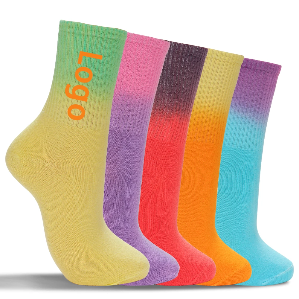 Colorful street casual hip hop fashion wholesale crew socks custom tie dye socks for unisex