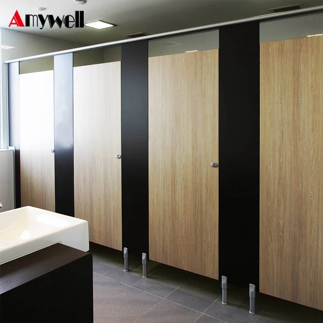 Amywell 12mm Waterproof Phenolic Hotel Commercial Buildings Shower Hpl Toilet Cubicle