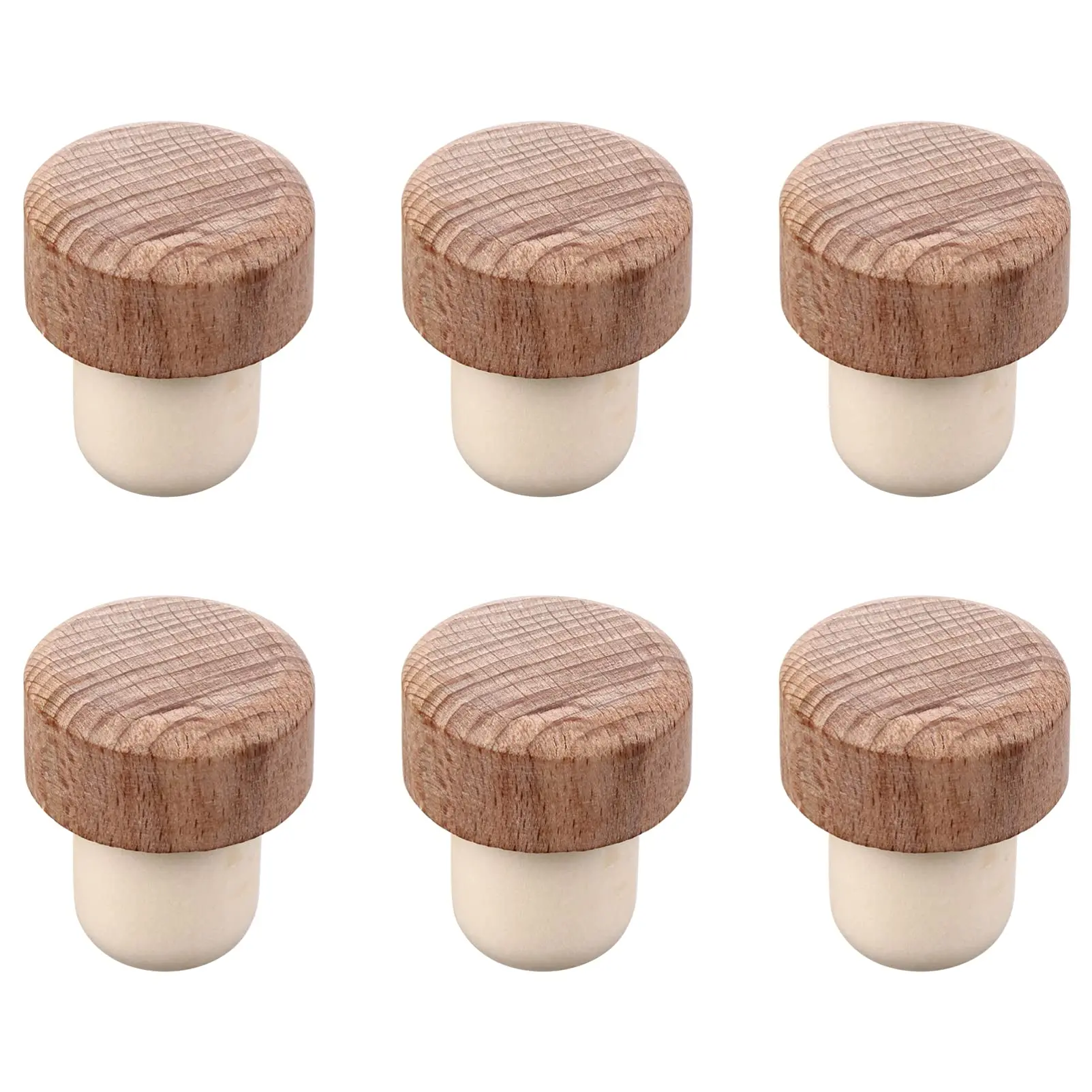 Customized Luxury T-Shape Wine/Spirits Stopper Synthetic Cork Bottle Cap Reusable Wooden Top for Bars
