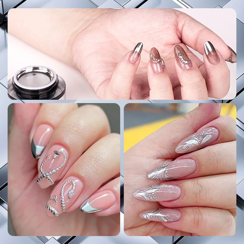 QSHY wholesale private label soak off uv led nail art metallic paint mirror silver gel polish