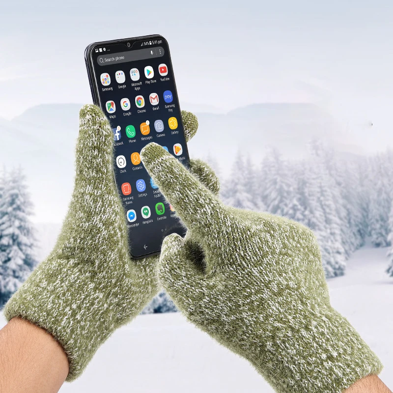 3 PCS Unisex Winter Warm Knit Beanie Hat Touchscreen Gloves Long Neck Scarf Set with Fleece Lined Skull Caps Gifts for Women Men