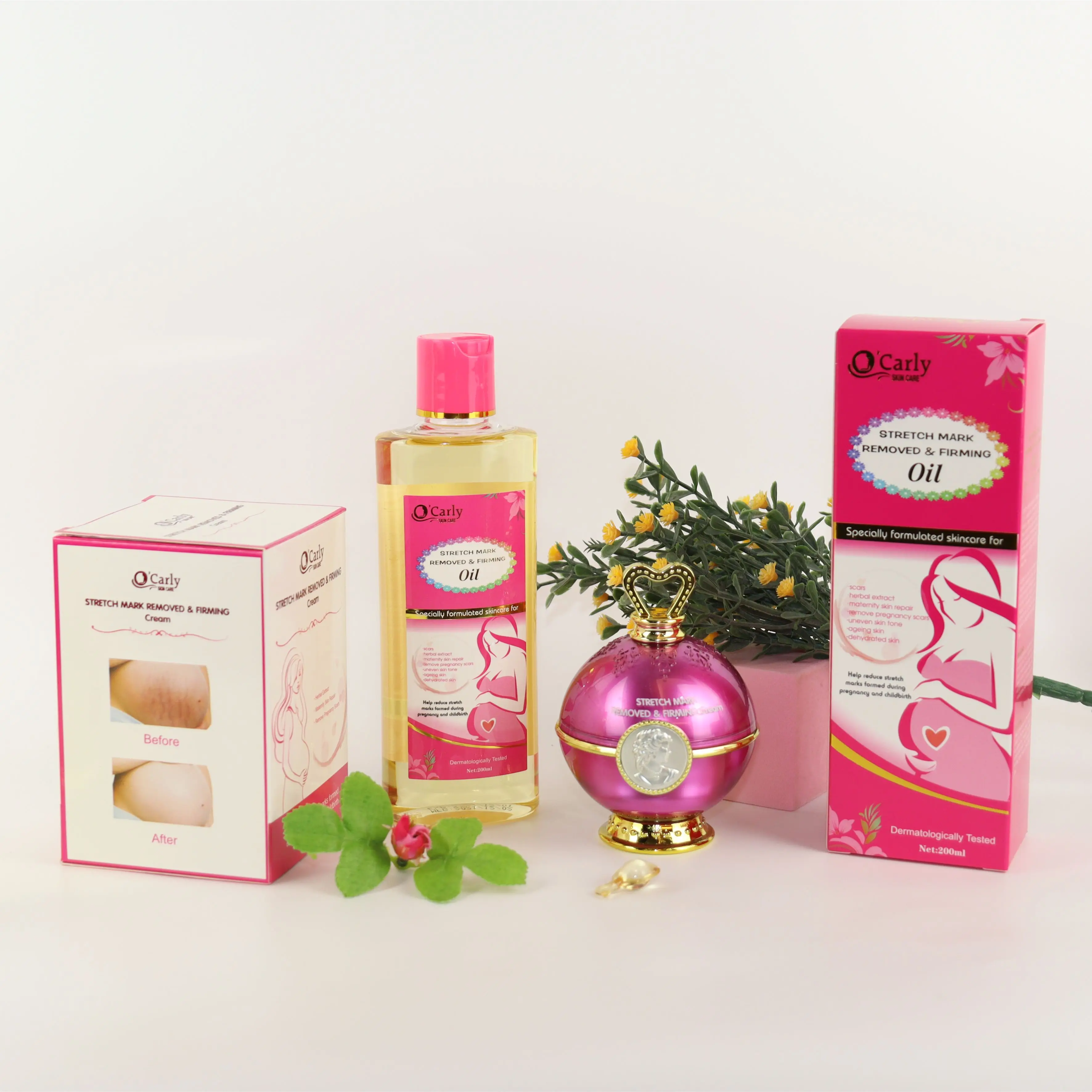 The Best Quick Stretch Mark Removal kit contains rose cream and a special formula for removing body oil marks