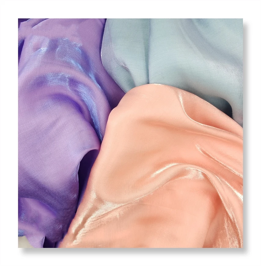 Hot Sale 85Gsm Poly/Rayon Indonesia Dress Silky Satin Metallic Fabric