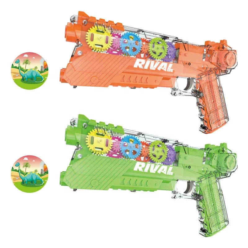 Plastic Electronic Juguete Transparent Gear Interactive Shooting Gun Toy Pistol Projector Toy Guns for Kids