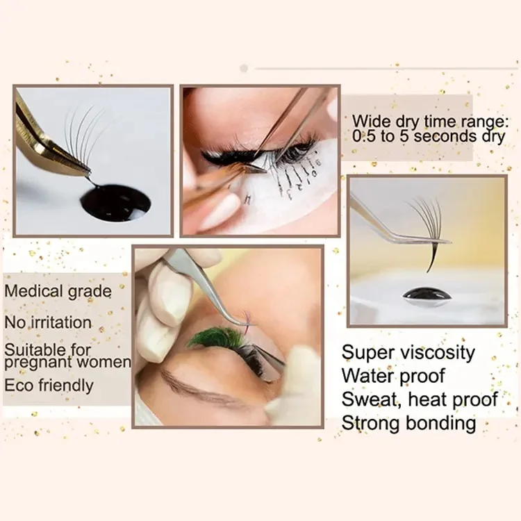 Accessories Lash Extension Glue Water Proof Eyelash Glue Sec Latex Japan Private Label 0.5 Vegan Black Eyelash Glue