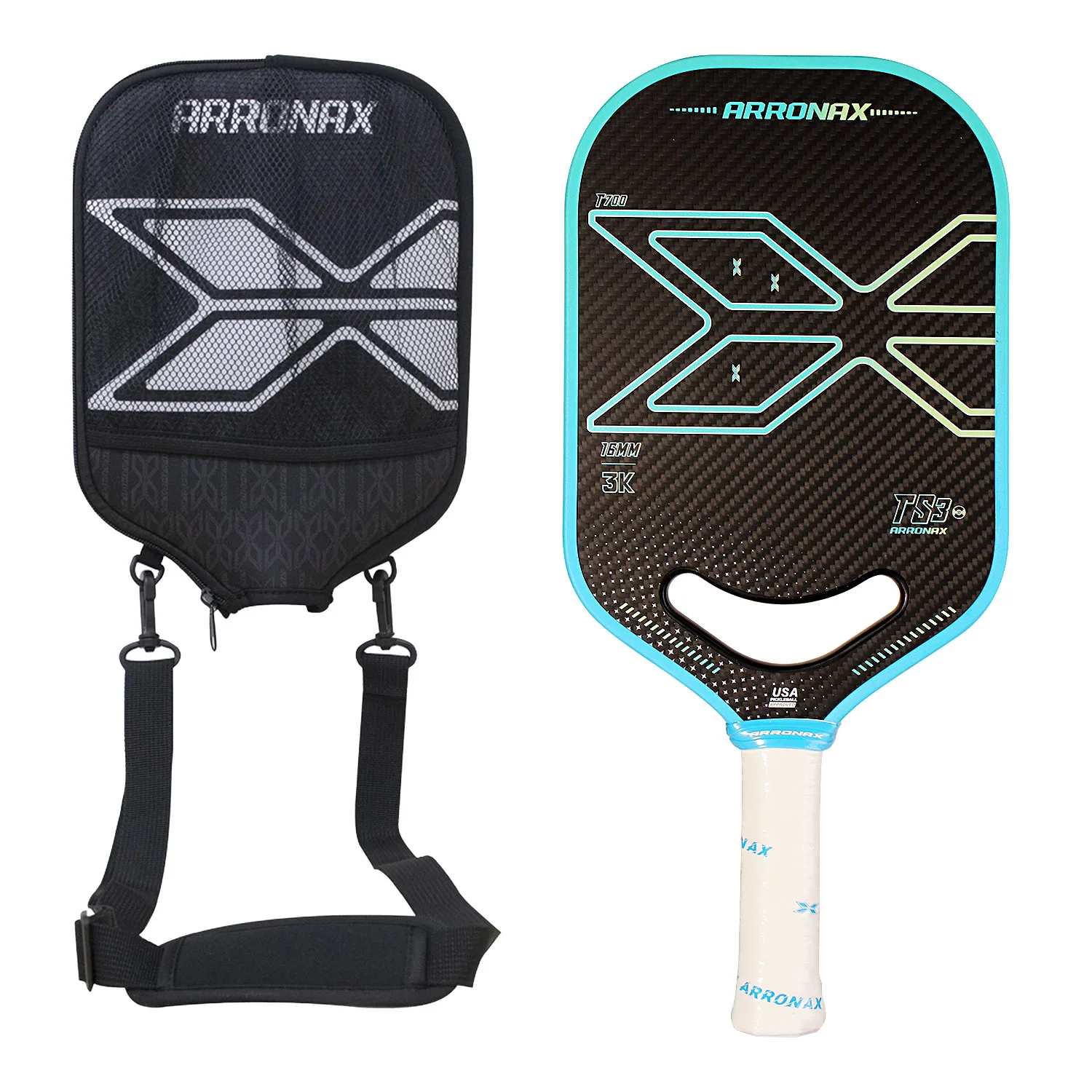 ARRONAX Профессиональный toray T700 3K Углеродное волокно со встроенным nfc чипом Pickleball весло с крышкой pp сотовый сердечник толщиной 16 мм