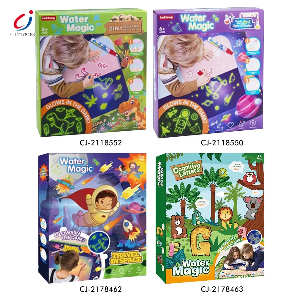 Kid educational reusable glows kids toys water doodle mat coloring writing painting baby large magic aqua water drawing mat