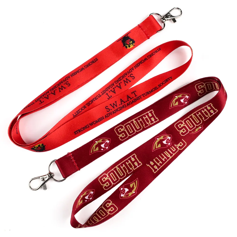 Custom designer cute adjustable sublimation printed fabric lanyards with id card badge holder