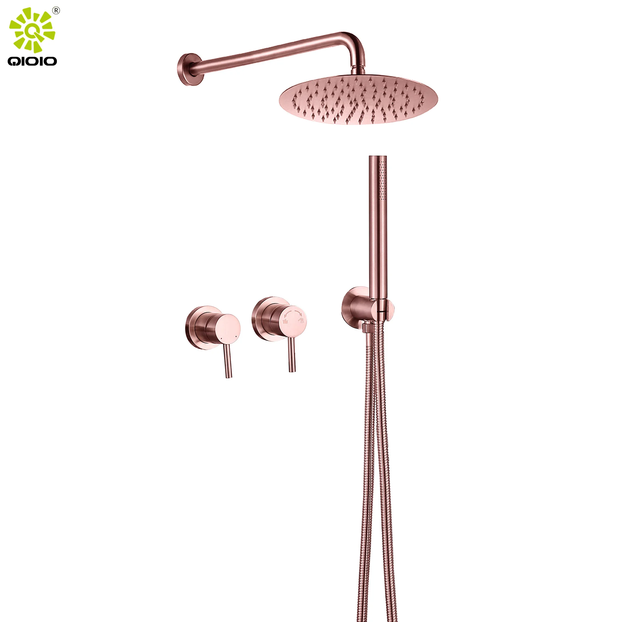 Bathroom  304 stainless stain two function hot cold wall mount shower faucet for bathroom set black bath