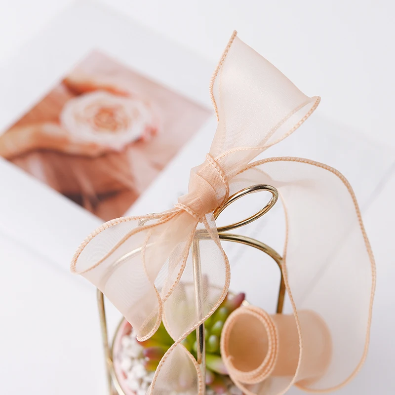 
Simple bilateral gauze flower packaging material elegant flower fishtail satin organza ribbon 