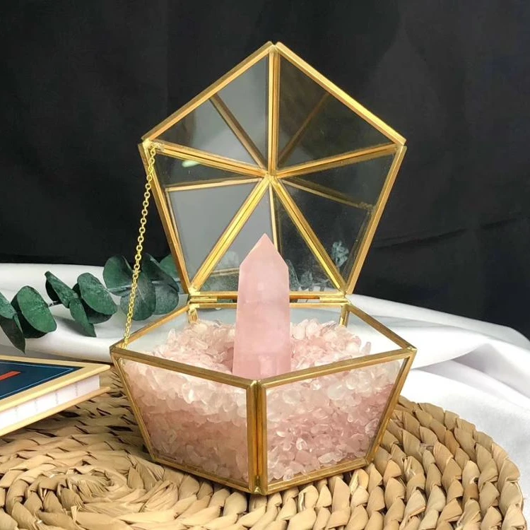Оптовая продажа кристалл рисунком в горошек комплект одежды энергии пакет коробки кварца гравий размагничивания чаша ящик для хранения ювелирных изделий