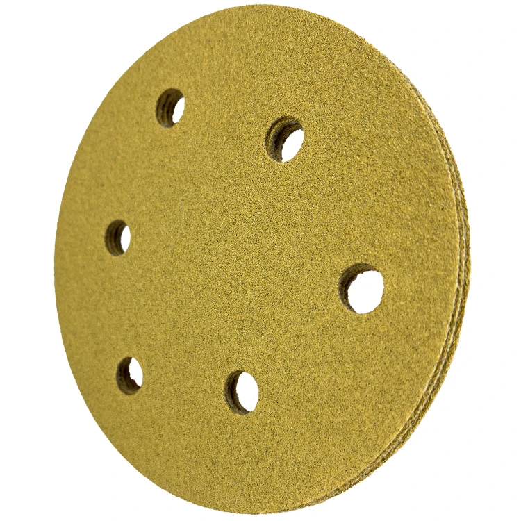 Hook and Loop Gold Sanding Disc Yellow Sanding Disc Aluminum Oxide Abrasive Sand Disc for Automotive