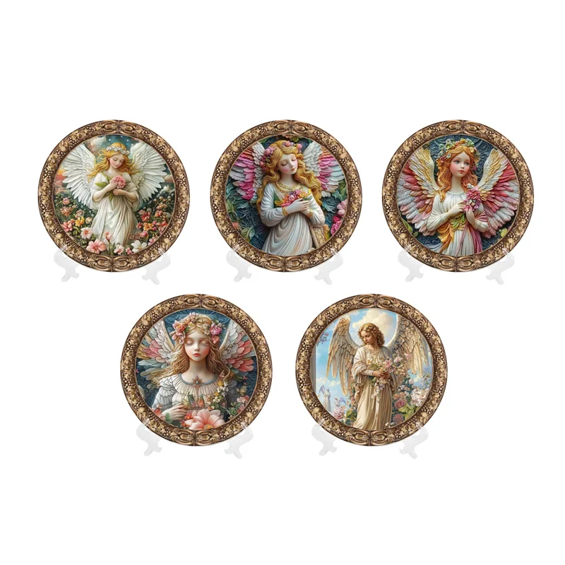 Fashion Art Decoration Popular Delicate Angel Girl Painting Element Resin  Plate Art Crafts