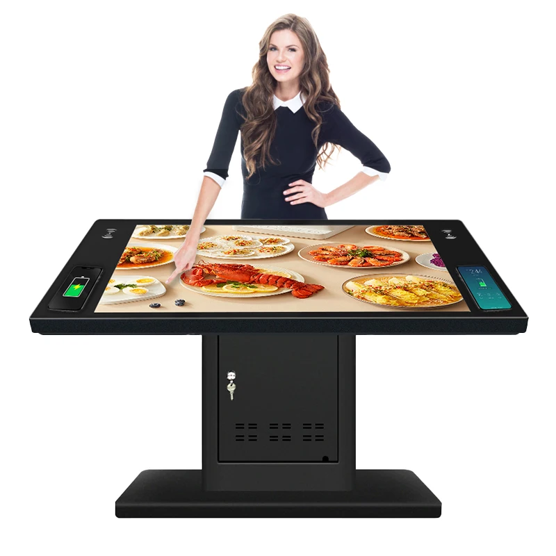 55 inch 4mm tempered glass 4k interactive restaurant dinning touch screen table