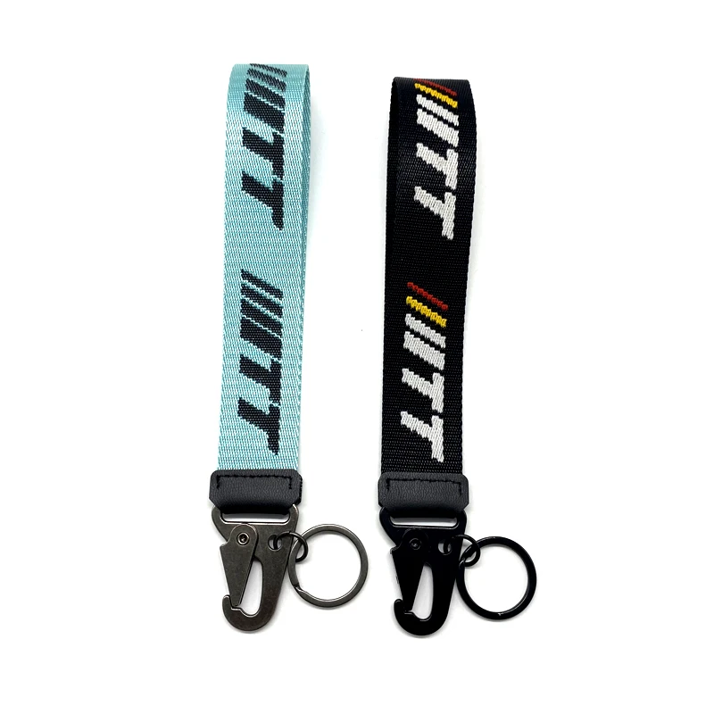 Custom logo printed sublimation strap wrist polyester keychain lanyard short key chain lanyards