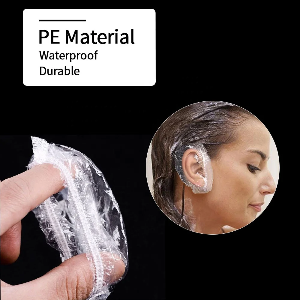 Disposable Plastic Ear Protector Cover Salon Hairdressing Dye Hair Tint Ear Shower Cap