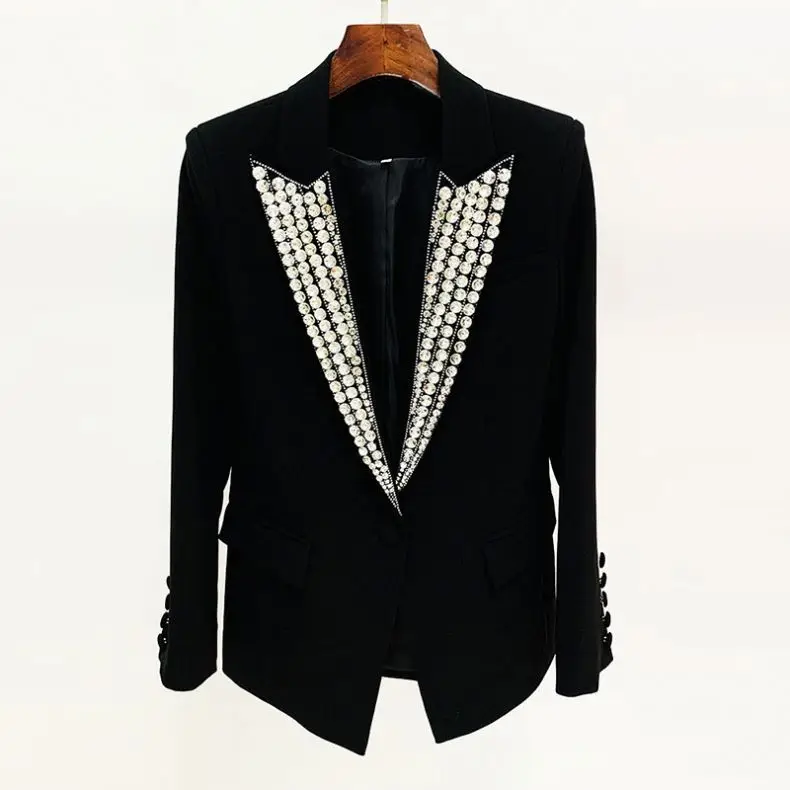 EL1069 Western style women fashion clothes Formal Elegant Long Sleeve Rhinestone Lapel Ladies Women Jacket Blazer