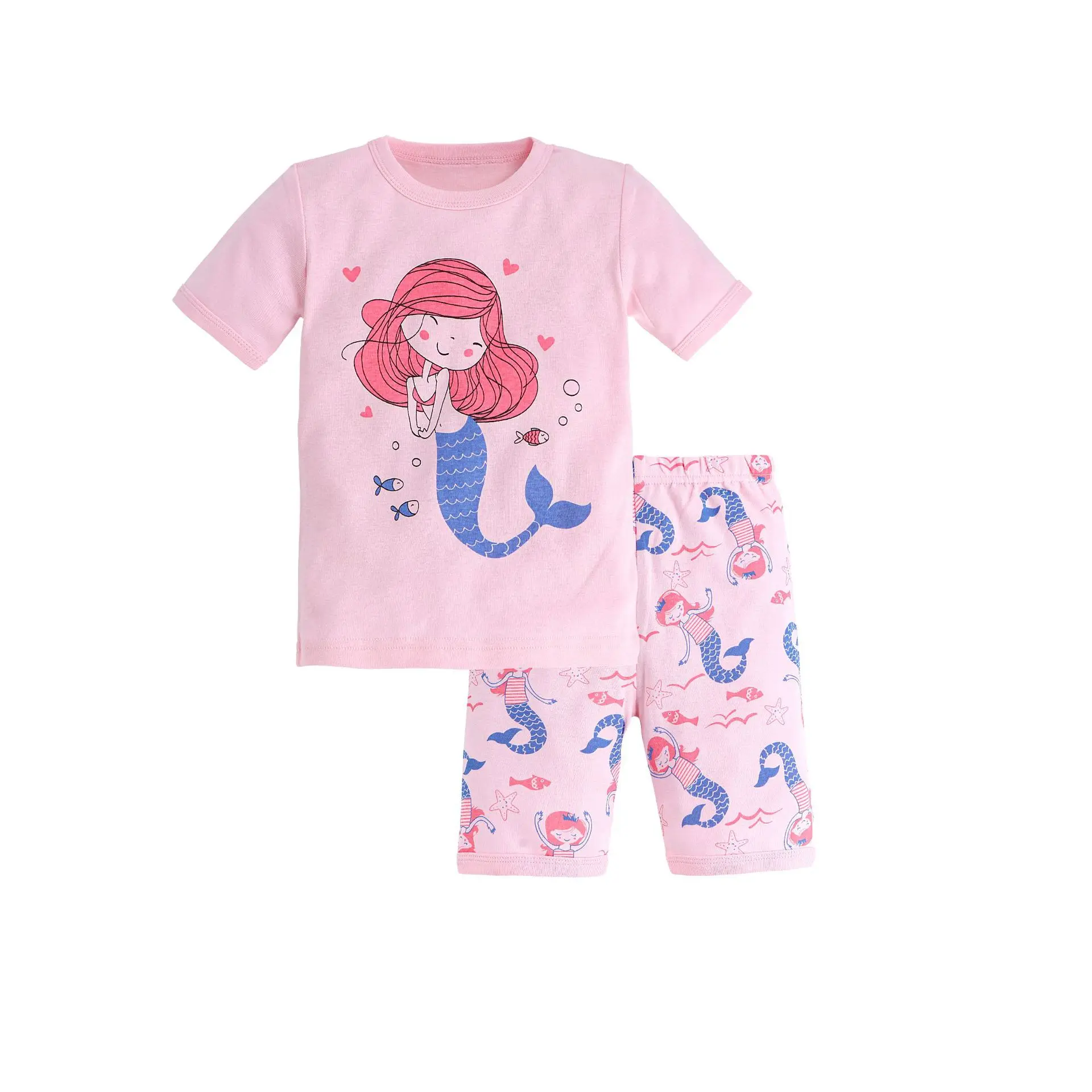 OA 60 Days OEM ODM 100% Cotton Girls Short Sleeve Pajamas 2 pcs for 3 to 8 years Toddler Girls Summer Jammies Girls Sleepwear