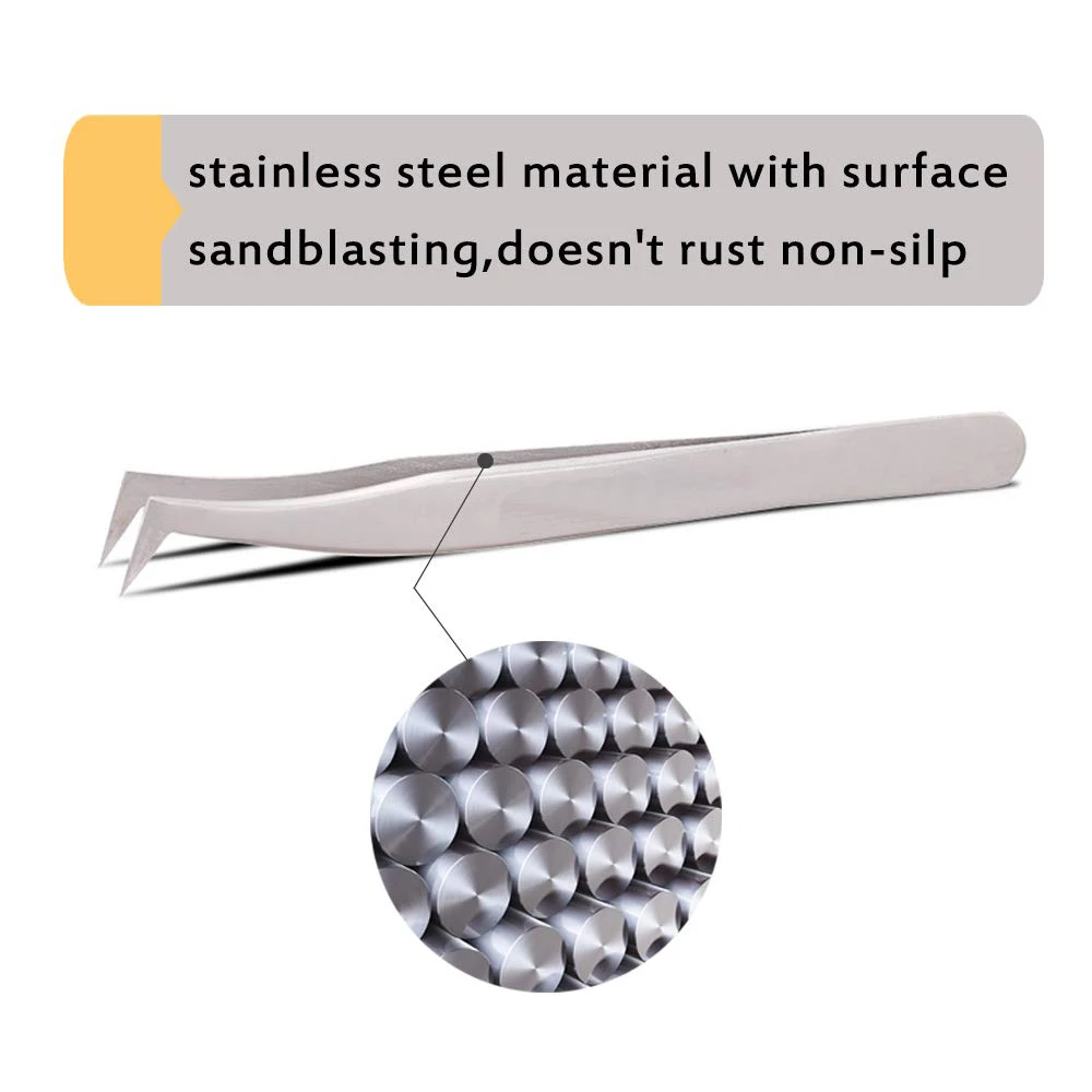 Пинцет для наращивания ресниц, профессиональный Прецизионный, изогнутый L-образный, плоский, для объема