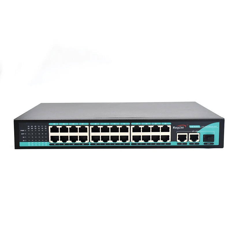 Wanglink Gigabit PoE Ethernet Switch 24 10/100/1000Mbps PoE Port 2 GE RJ45 Uplink 1 GE SFP Slot Switch PoE for CCTV