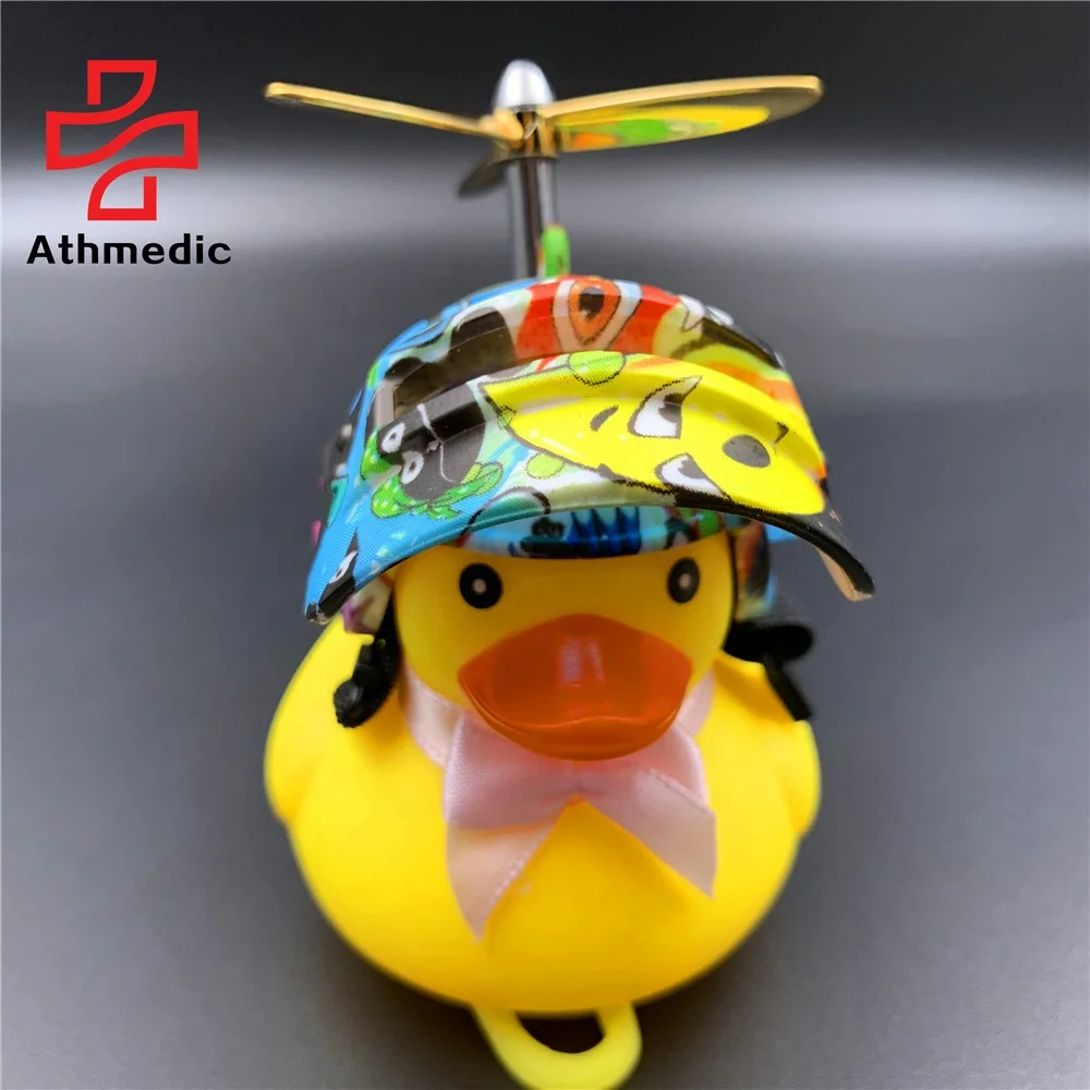 2023 Athmedic promotion gift Bicycle Horn bell Light Small Yellow Duck with Helmet
