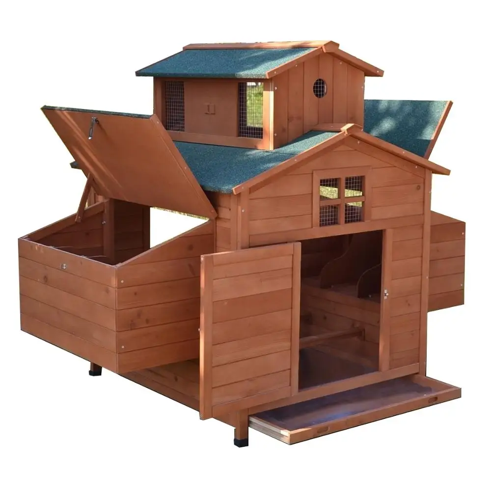 
Deluxe Large Wood Chicken Coop Backyard Hen House 6-10 Chickens with 6 nesting box 
