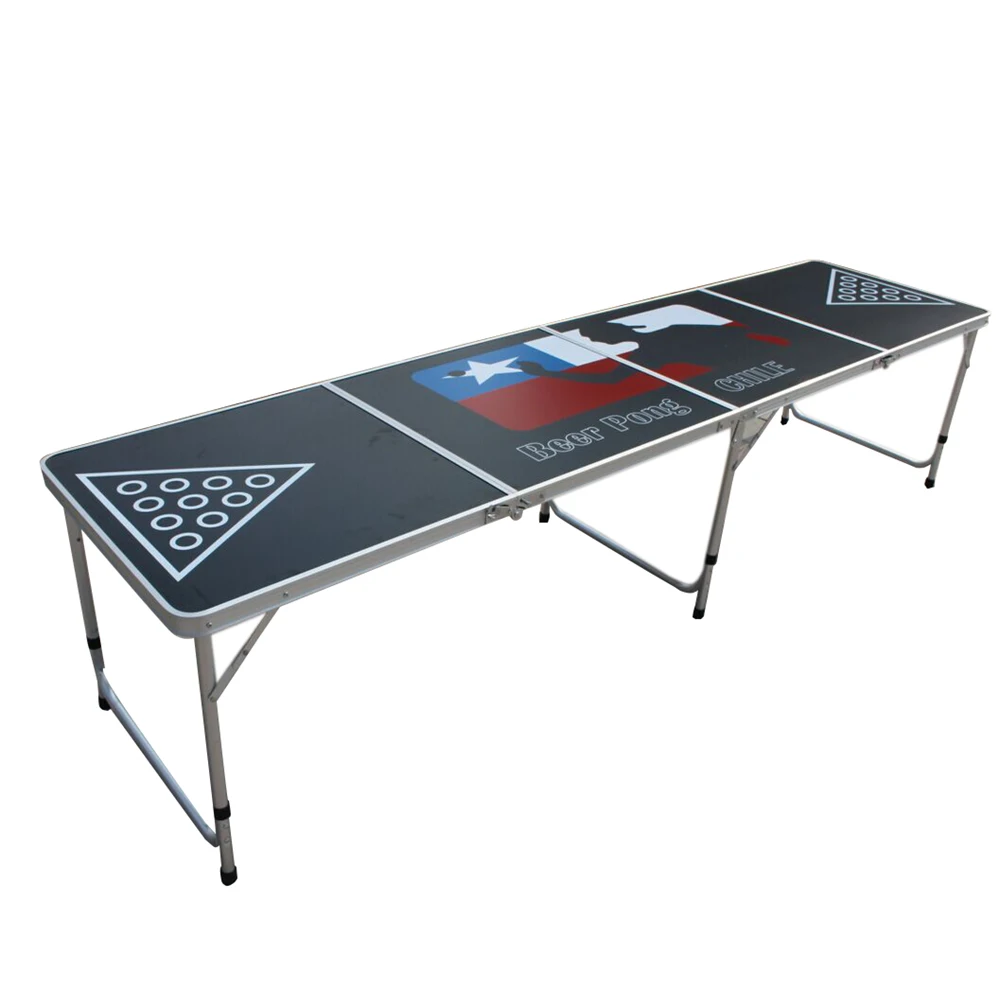 
Portable custom pattern beer pong aluminium folding table adjustable picnic camping table for Party Game 