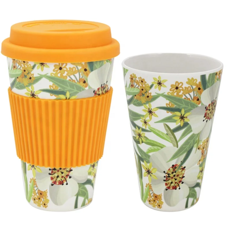 Drinkware Eco-friendly Reusable Travel Espresso Mug Bamboo Fiber Cups for Coffee with Lid