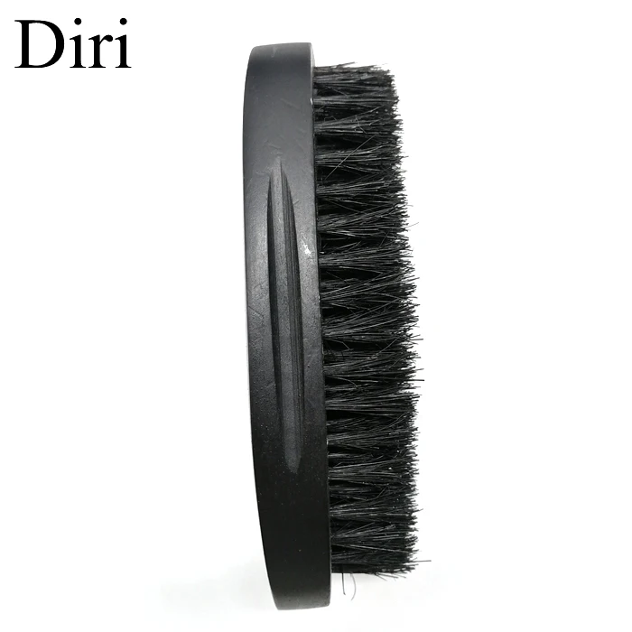 Wholesale  100% Boar Bristel Wooden Grain Curved Handle  Black Shaving Beard Brush